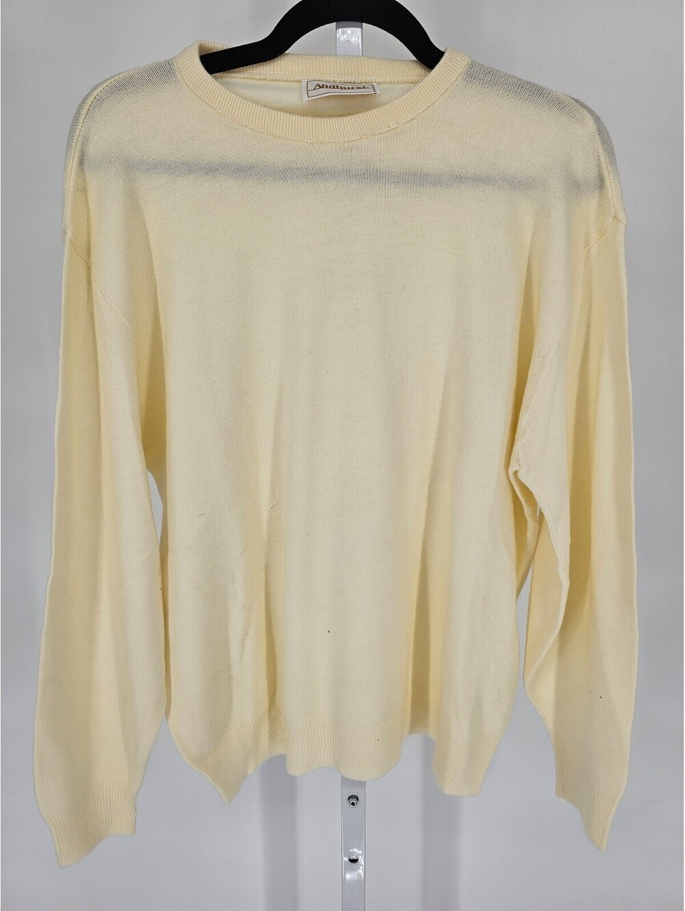 Andhurst Womens Sz L Crew Neck Knit Sweater Light Yellow Slouchy Knit